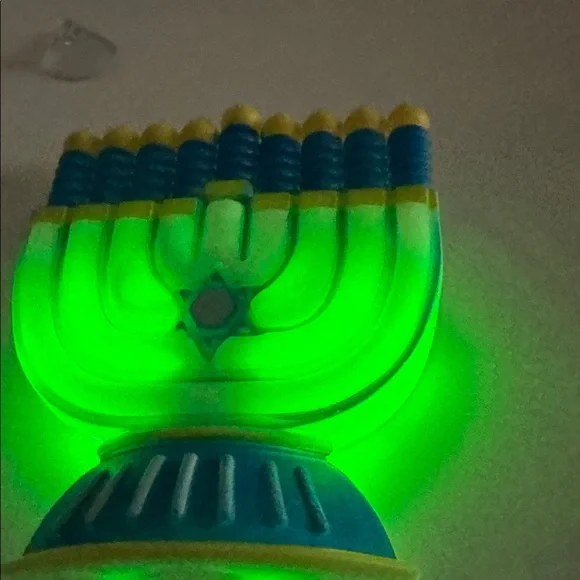 Blue and Gold Menorah with Purple Glow - Picture 2 of 4